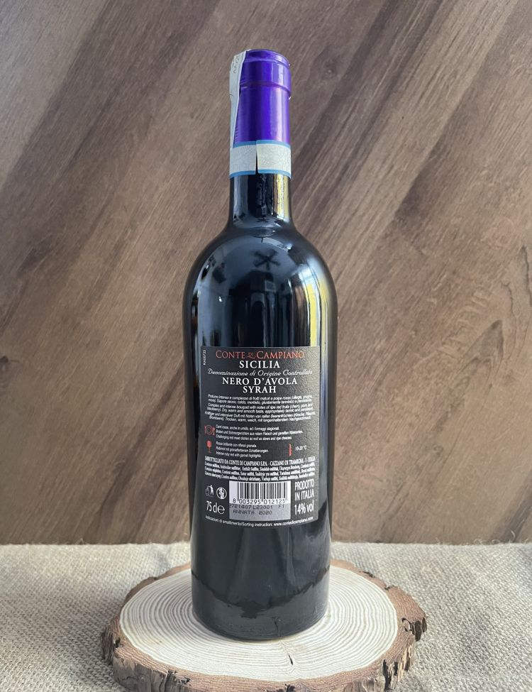Rượu Vang Conte di Campiano Sicilia Nero d’Avola Syrah <5% ABV*